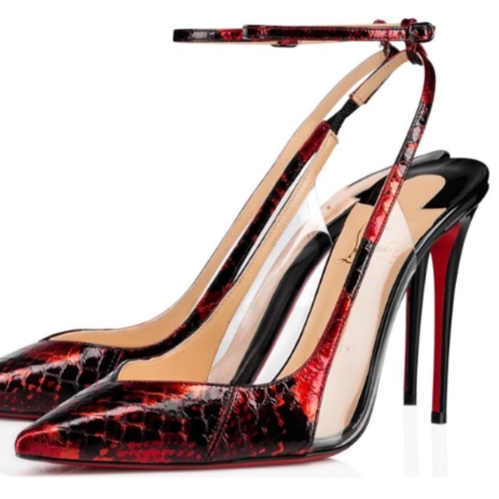 Christian Louboutin Red Black heels 38 Optichoc Perfect With Bag